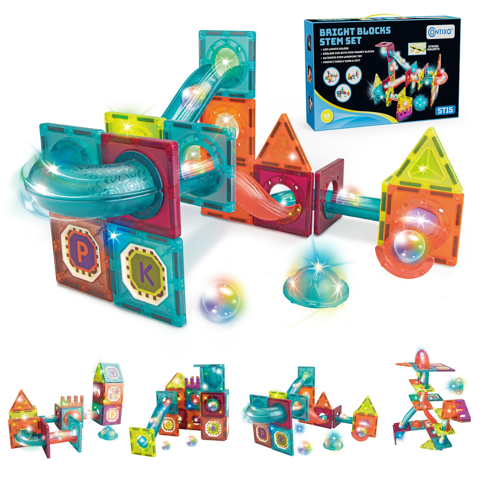 Amazon.com: Contixo STEM Building Toys - 65 pcs Marble 3D Magnetic